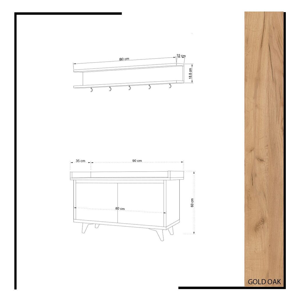 Esikukomplekt Kalune Design Arasso, pruun цена и информация | Esikukomplektid | kaup24.ee