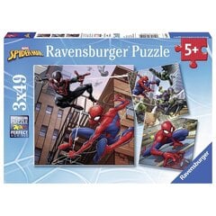 Ravensburger pusle 3x49 tk Spiderman цена и информация | Пазлы | kaup24.ee