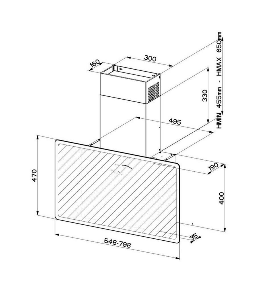 Faber V-AIR FLAT KL A80, õhupuhasti, Flat, 80 cm цена и информация | Õhupuhastid | kaup24.ee