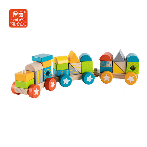 Puidust klotsidest rong "Phooki" hind ja info | Imikute mänguasjad | kaup24.ee