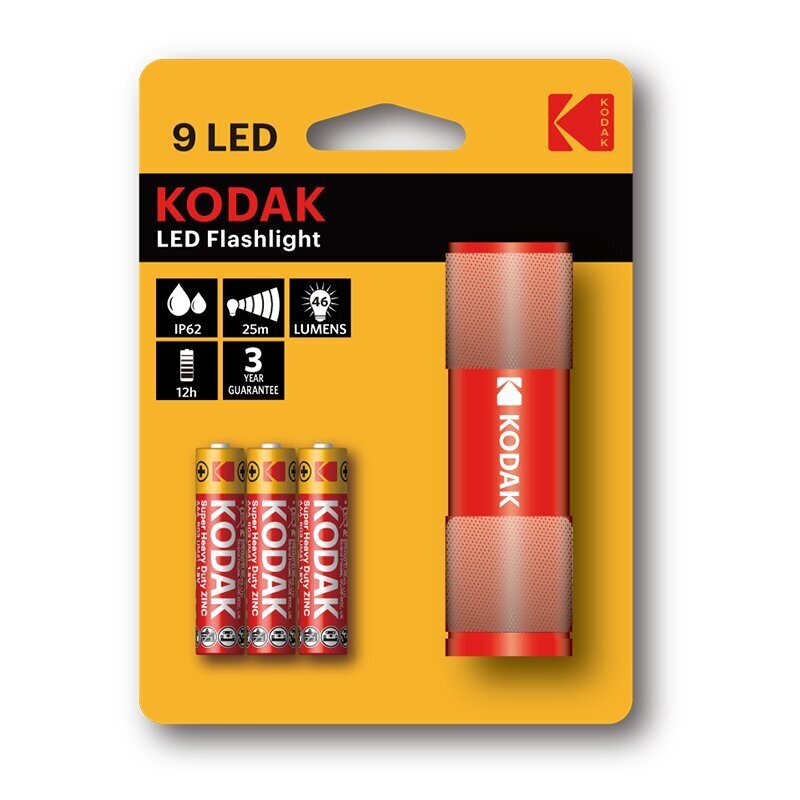 Kodak 9-LED taskulamp + 3 xAAA, punane hind ja info | Taskulambid, prožektorid | kaup24.ee