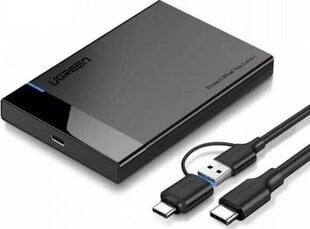 Ugreen US221 SATA, HDD 2,5", USB 3.0 + USB-C, USB-C 3.1 hind ja info | Välised kõvakettad (SSD, HDD) | kaup24.ee