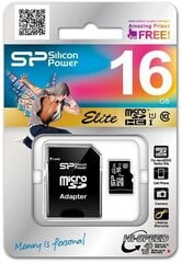 Карта памяти Silicon Power 16ГБ microSDHC 10 класс с SD адаптером цена и информация | Silicon Power Мобильные телефоны, Фото и Видео | kaup24.ee