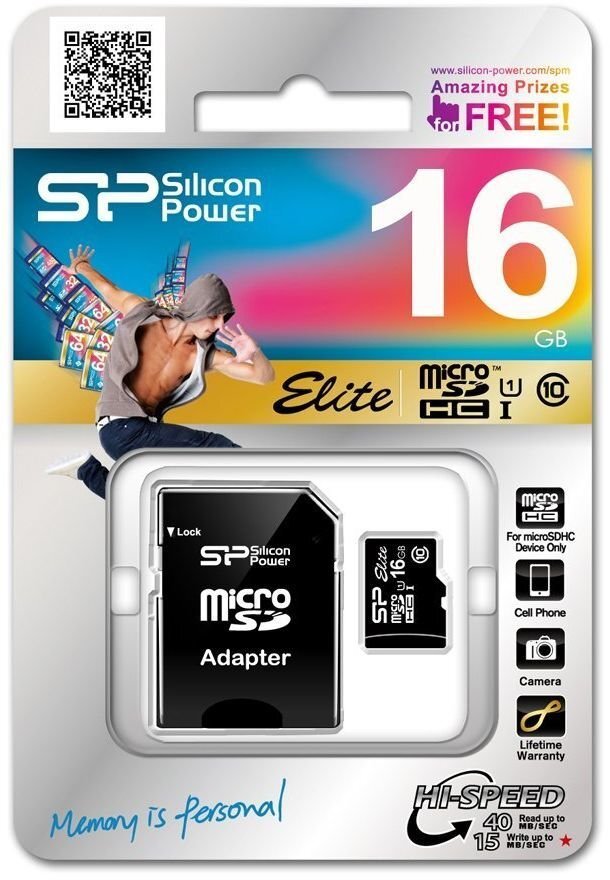 Mälukaart Silicon Power 16 GB, SP016 GBSTHBU1V10SP цена и информация | Mobiiltelefonide mälukaardid | kaup24.ee