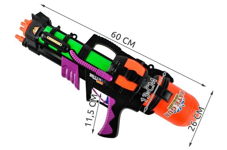 Vandens pistoletas 60 cm. Vandens pistoletas 500 g Lengvas sviedinys Ginklai 1.25 l Tankas Nr. 6286 hind ja info | Mänguasjad (vesi, rand ja liiv) | kaup24.ee