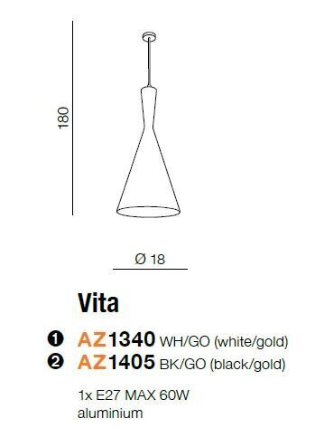 Laelamp Azzardo Vita AZ1340 цена и информация | Rippvalgustid | kaup24.ee