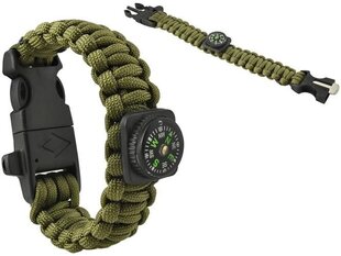 Survival Käevõru Paracord Armband Army Green 5in1 Survival Outdoor Active hind ja info | Meeste ehted | kaup24.ee