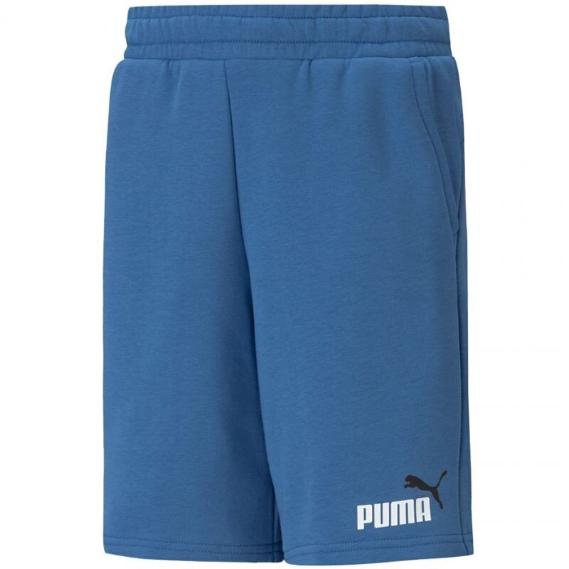 Poiste lühikesed spordipüksid Puma ESS + Col Junior 586989 13, sinine цена и информация | Poiste lühikesed püksid | kaup24.ee