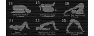 Joogatreeningmatt koos Pilates Fitness &amp; võimlemine libisemiskindla musta 173x61cm 8693 treeningplaaniga hind ja info | Joogamatid | kaup24.ee
