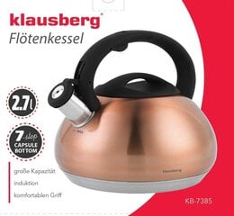 Чайник Klausberg KB-7385 со свистком, 2,7 л цена и информация | Чайники, кофейники | kaup24.ee
