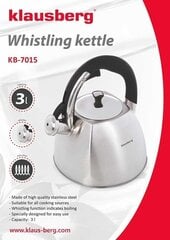 Чайник Klausberg KB-7015 со свистком, 3,0 л цена и информация | Чайники, кофейники | kaup24.ee
