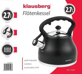 Чайник со свистком KLAUSBERG 2,7L KB-7448 цена и информация | Чайники, кофейники | kaup24.ee