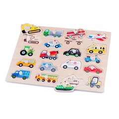 Puidust pusle Autod, New Classic Toys 10536 hind ja info | Pusled | kaup24.ee