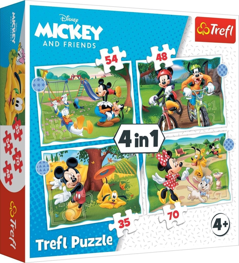 Puslede komplekt 4 in 1 Miki-Hiir, Trefl Disney цена и информация | Pusled | kaup24.ee