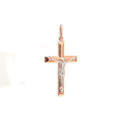 Католический крестик из красного и белого золота ZKA335 цена и информация | Украшения на шею | kaup24.ee