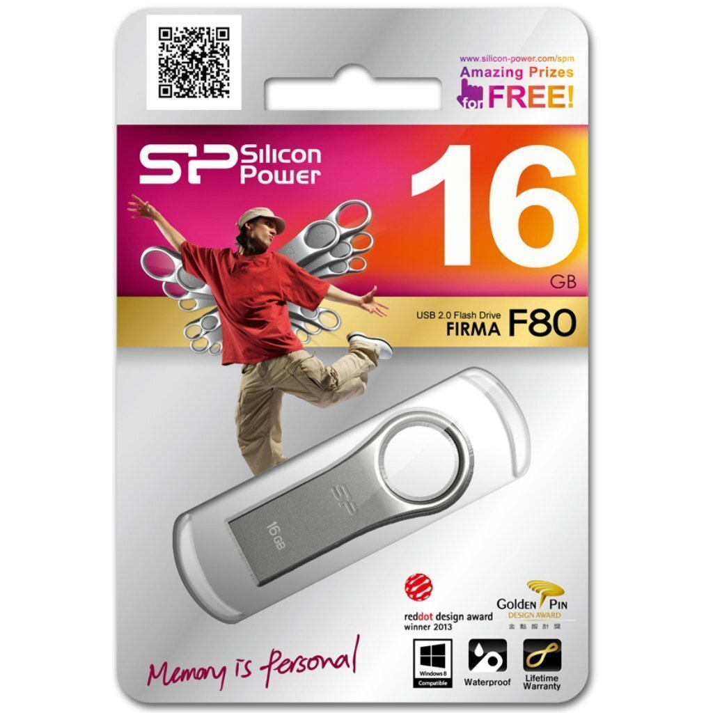 Silicon Power memory USB Firma F80 16GB USB 2.0 COB Zinc alloy Silver цена и информация | Mälupulgad | kaup24.ee