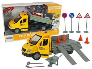 Teetööde auto koos tarvikutega, 1:16 hind ja info | Poiste mänguasjad | kaup24.ee