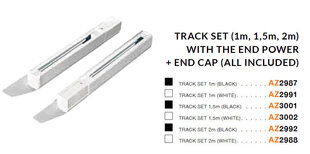 Комплект рельсов Azzardo 2 м с подключением и колпачком AZ2988, белый цена и информация | Трековые светильники и шинопроводы | kaup24.ee