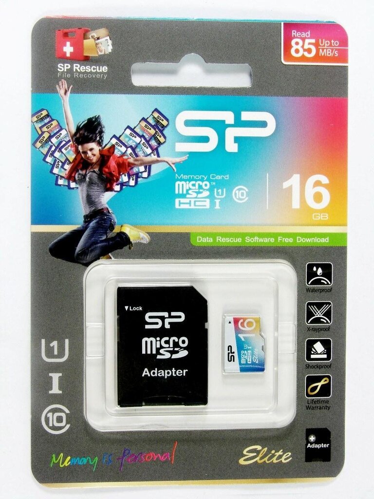 Silicon Power Elite UHS-1 Colorful 16 GB цена и информация | Mobiiltelefonide mälukaardid | kaup24.ee