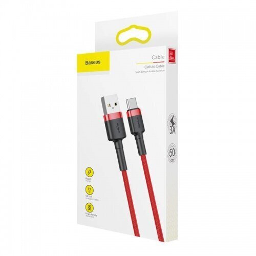 Kaabel Baseus USB2.0 A pesa - USB C pesa 0.5 m, QC3.0 nailonkattega Cafule, punane hind ja info | Mobiiltelefonide kaablid | kaup24.ee