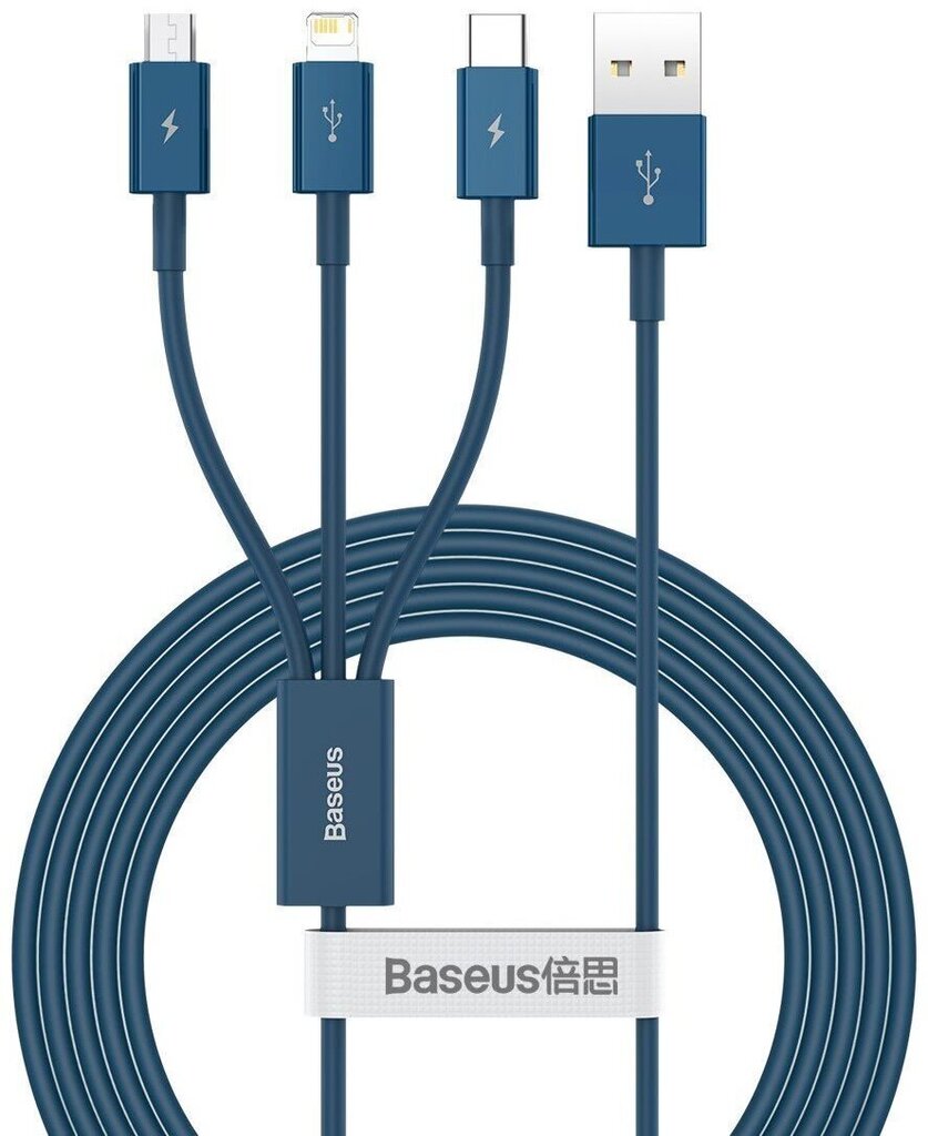 Baseus 3in1 Superior USB-kaabel mikro-USB / USB-C / Lightning 3,5 A, 1,2 m цена и информация | Mobiiltelefonide kaablid | kaup24.ee