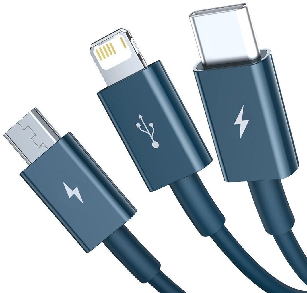 Baseus 3in1 Superior USB-kaabel mikro-USB / USB-C / Lightning 3,5 A, 1,2 m цена и информация | Mobiiltelefonide kaablid | kaup24.ee