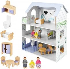 Деревянный кукольный домик с террасой цена и информация | Игрушки для девочек | kaup24.ee