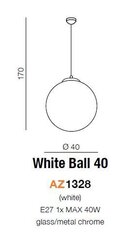 Azzardo светильник White Ball 40 AZ1328 цена и информация | Потолочный светильник, 38 x 38 x 24 см | kaup24.ee