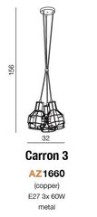 Azzardo подвесной светильник AZ1660 Carron 3z цена и информация | Потолочный светильник, 38 x 38 x 24 см | kaup24.ee