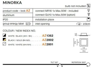 Azzardo süvistatud valgusti Minorka AZ1362 hind ja info | Süvistatavad ja LED valgustid | kaup24.ee