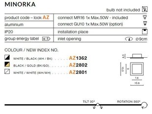 Azzardo встраиваемый светильник Minorka AZ1362 цена и информация | Монтируемые светильники, светодиодные панели | kaup24.ee