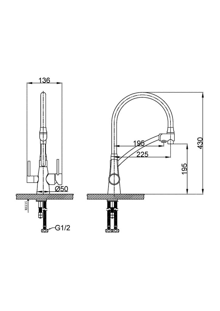 Köögisegisti, ühendusega joogiveefiltriga, kroom, Lemark LM3071C- Hall "Comfort" (10 years warranty) hind ja info | Köögisegistid | kaup24.ee