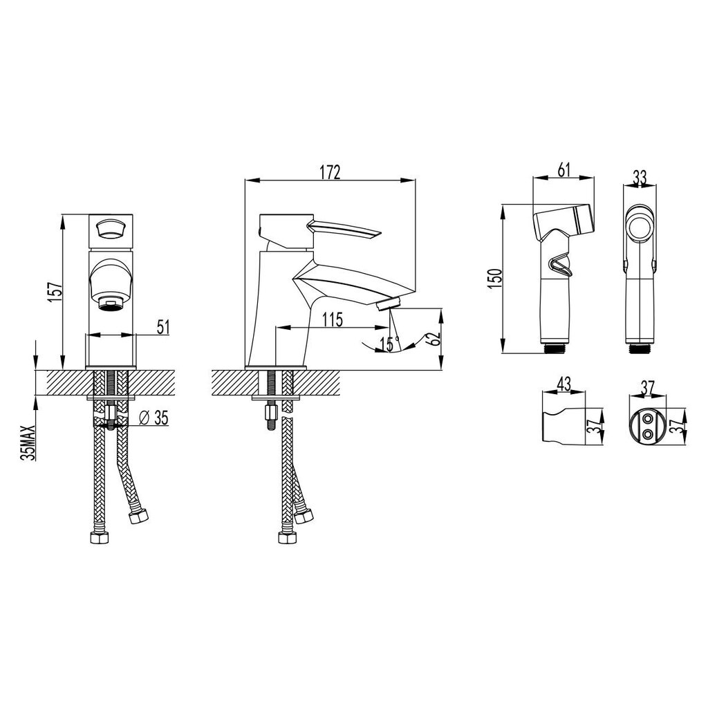 Valamu ja bidee segisti, kroom, Lemark LM3216C "Atlantiss" (10 years warranty) hind ja info | Vannitoa segistid | kaup24.ee