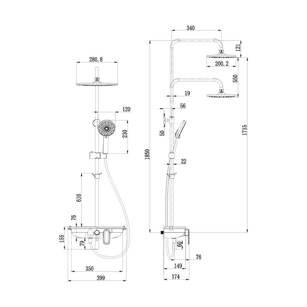 LEMARK LM7012C "TROPIC" vannisegist üladušiga "Troopiline vihm", 4-f. dušš, pööratav tila, kroom цена и информация | Komplektid ja dušipaneelid | kaup24.ee