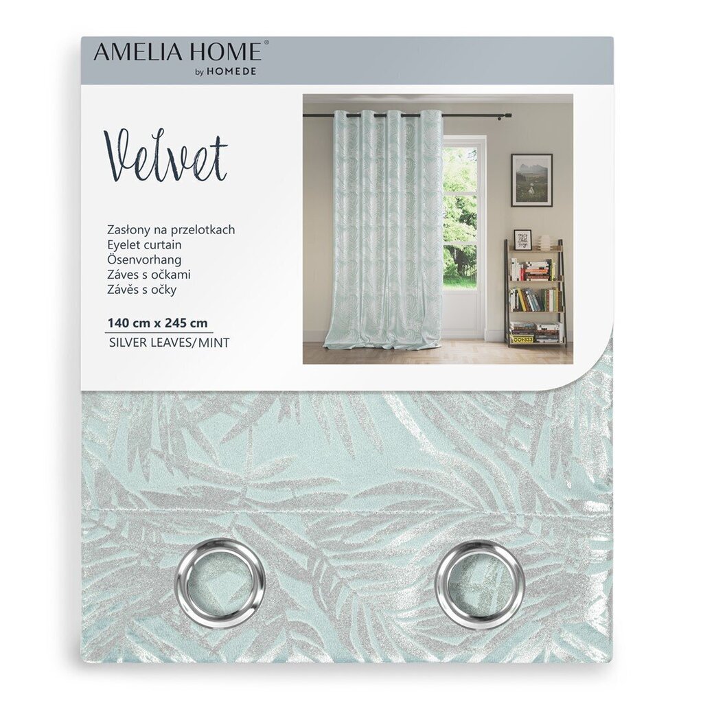 AmeliaHome kardin Velvet Silver Leaves цена и информация | Kardinad | kaup24.ee