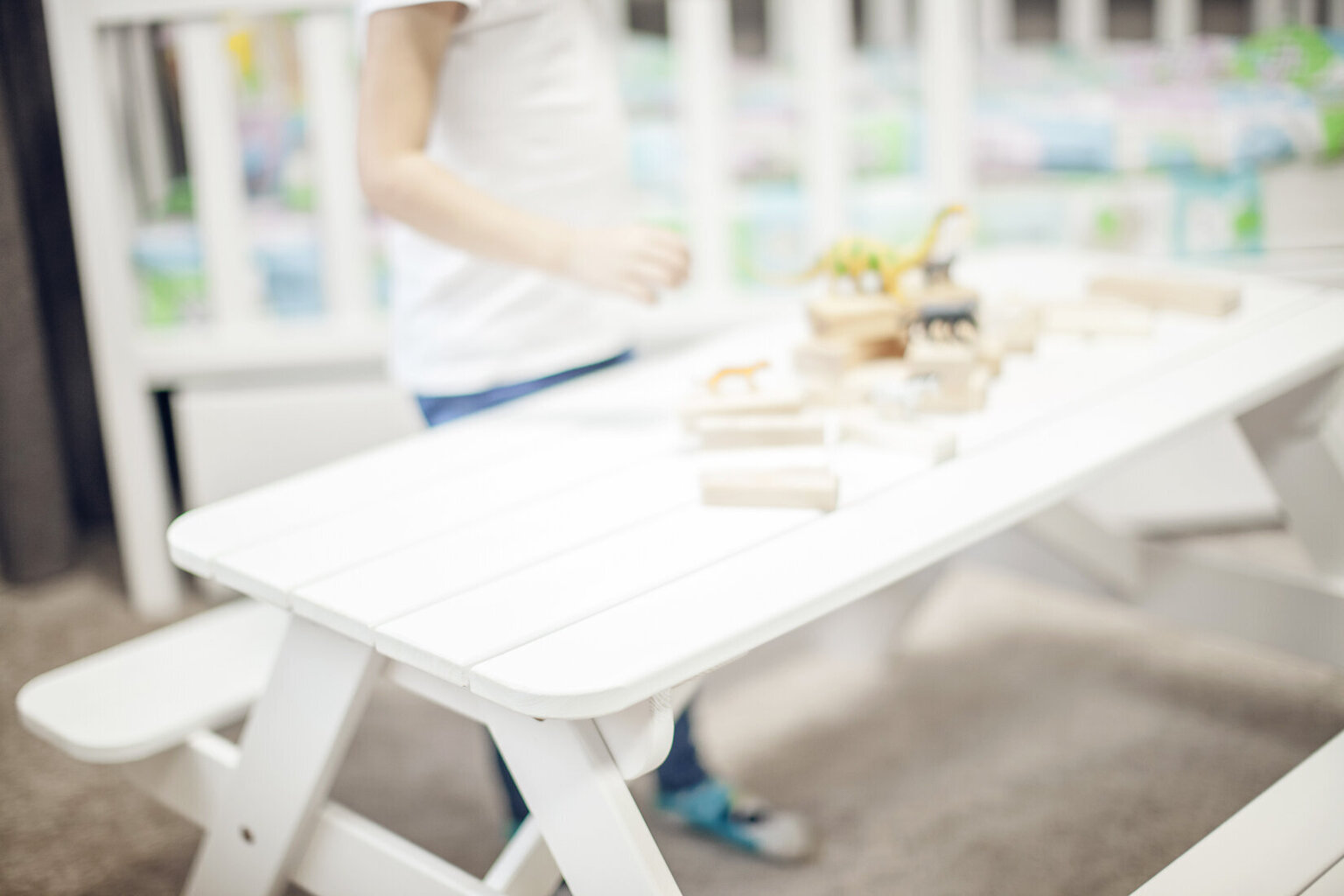 Laste piknikulaud pinkidega Valge, Folkland Home цена и информация | Laste lauad ja toolid | kaup24.ee