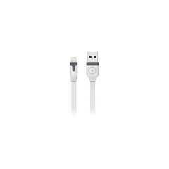 Flat USB Cable Charge & Synchro Lightning MFI 1m 2.4A By Muvit White hind ja info | Mobiiltelefonide kaablid | kaup24.ee