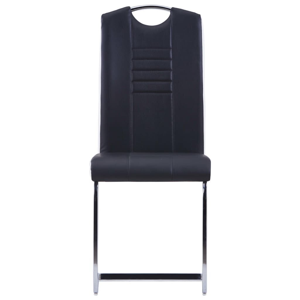 vidaXL vetruvate jalgadega söögitoolid 2 tk, must, kunstnahk hind ja info | Söögilaua toolid, köögitoolid | kaup24.ee