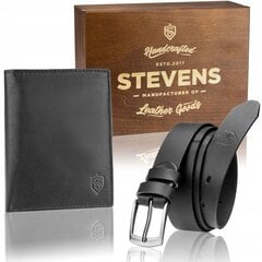 Подарочный набор для мужчин, кошелек с ремнем Stevens 326, в деревянной коробке цена и информация | Мужские кошельки | kaup24.ee