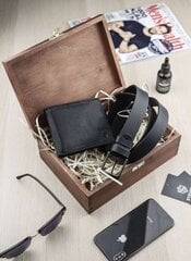 Подарочный набор для мужчин, кошелек с ремнем Stevens 325, в деревянной коробке цена и информация | Мужские кошельки | kaup24.ee
