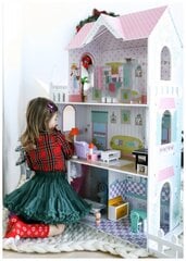 XXL Самый большой деревянный кукольный домик - 123 см - светодиодная подсветка - терраса, аксессуары, сад цена и информация | Игрушки для девочек | kaup24.ee