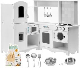Puidust nurgaköök XXXL külmkapi, ahju, pesumasina, põlle ja tarvikutega hind ja info | Tüdrukute mänguasjad | kaup24.ee