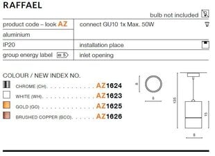 Azzardo подвесной светильник AZ1625 Raffael цена и информация | Люстры | kaup24.ee