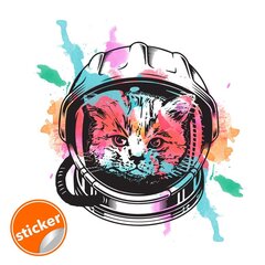 Kosmose kassi seina kleebis - naljakas astronautide kassipoja vinüülkleebis - lastetoa kujundus hind ja info | Seinakleebised | kaup24.ee