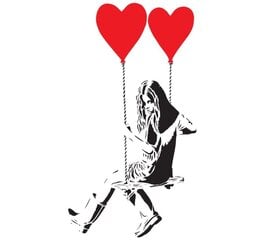стикер на стену девушка с воздушным шаром в виде сердца - виниловая наклейка шарик и девочка на качелях - декор комнаты цена и информация | Декоративные наклейки | kaup24.ee