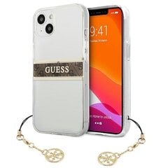 Original GUESS Brown Strap Charm telefoniümbris sobib iPhone 13 Mini, läbipaistev цена и информация | Чехлы для телефонов | kaup24.ee