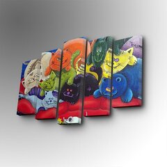 Репродукция из пяти частей Цветные коты цена и информация | Картины, живопись | kaup24.ee