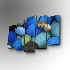 Репродукция из пяти частей Бабочка на камнях цена и информация | Картины, живопись | kaup24.ee