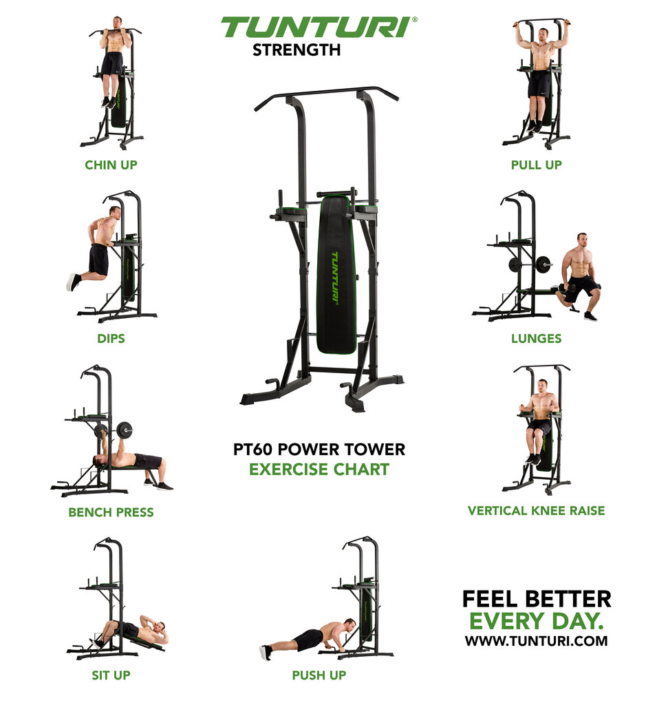 Kombineeritud Treeningseade TUNTURI Power Tower PT60 цена и информация | Treeningkeskused | kaup24.ee