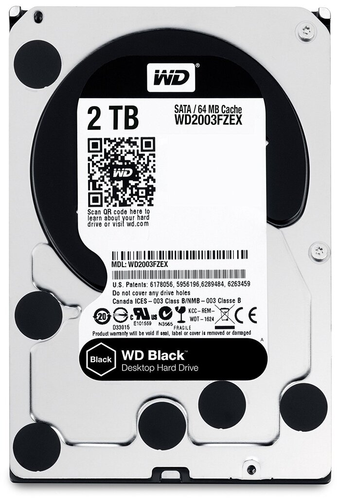 Western Digital Black 2TB 7200RPM SATA3 64MB WD2003FZEX цена и информация | Sisemised kõvakettad (HDD, SSD, Hybrid) | kaup24.ee